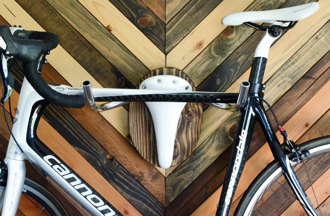 horizontal bike rack flat against wall